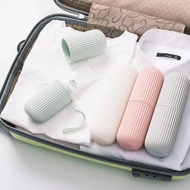 1-6PCS Striped Travel Wash Toothbrush Cup Toothpaste Storage Box Portable Toothbrush Box Toothbrush Bucket Simple Rinsing Cup 5