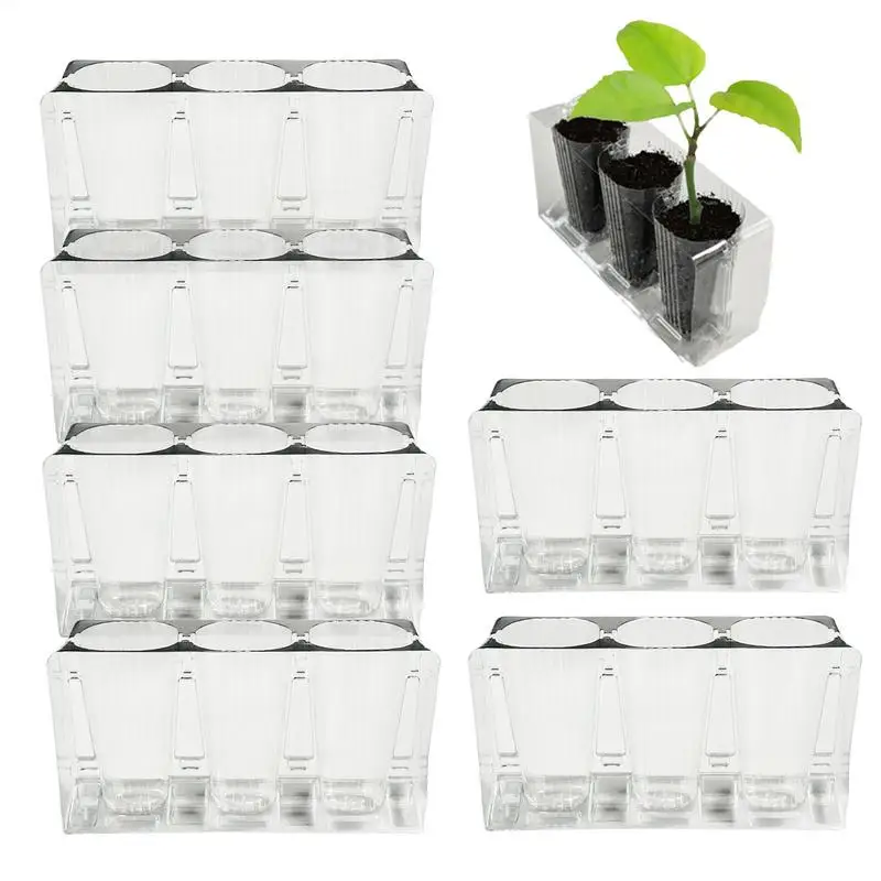 6PCS Seeding Trays Germination Growing Seedling Pot With Drain Hole Multi-Functional High Strength Outdoor Gardening Tools