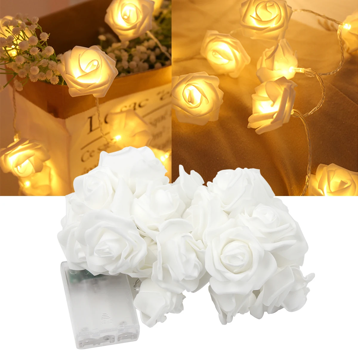 

3m 20LED Rose Flowe LED String Lights Garland Wedding Birthday Decor for Home Outdoor