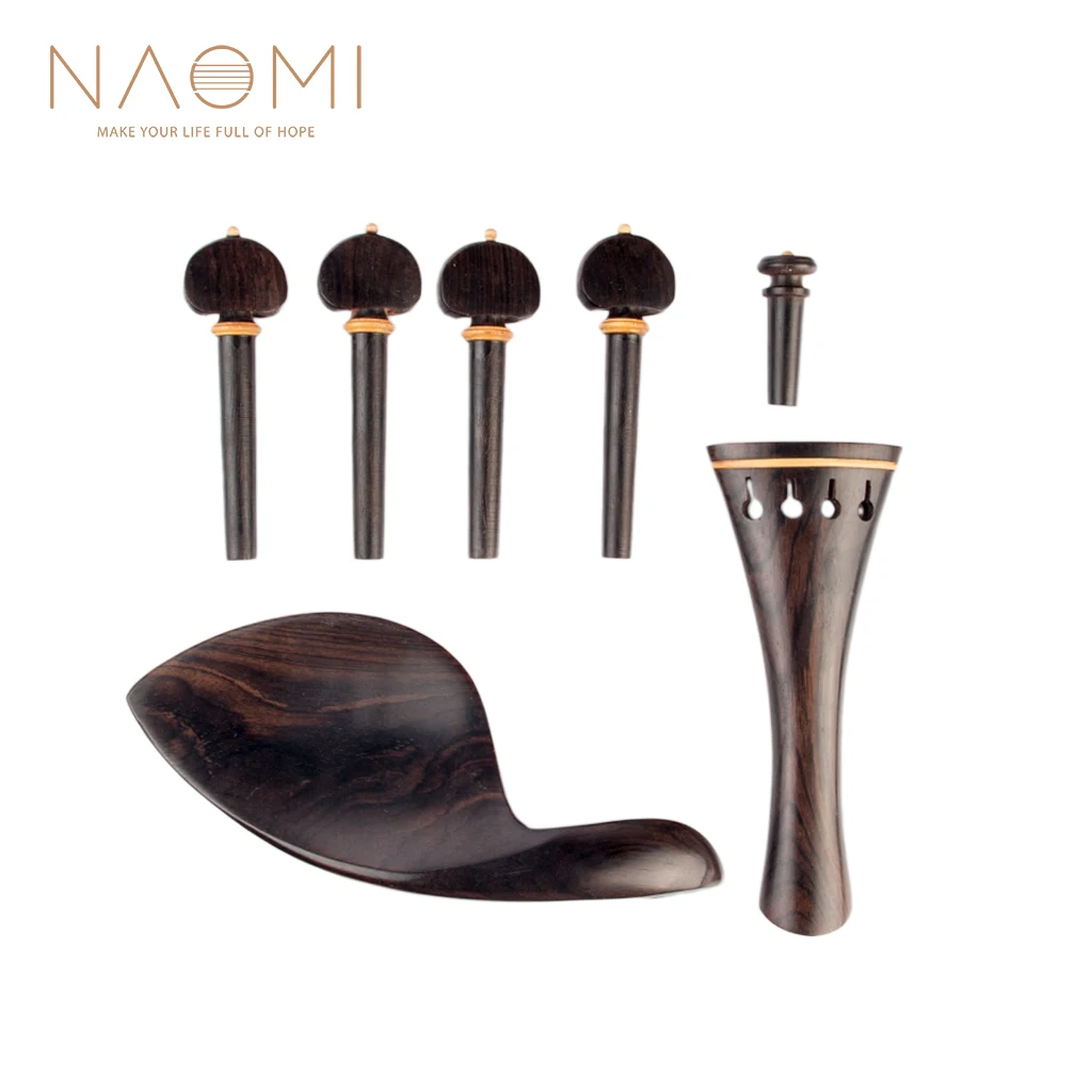 

NAOMI Hill Style Ebony Violin Parts 4/4 Tailpiece +Turning Pegs+Endpin+Chinrest Ebony Wood Violin Fiddle Violin Parts Full Set