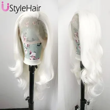 UStyleHair White Lace Wig Long Body Wave Synthetic Lace Front Wig  for Women 13x4 Glueless Natural Hairline Daily Use Cosplay