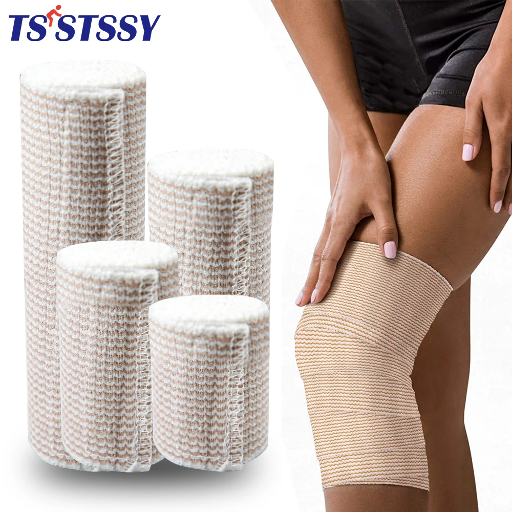 1 Roll Elastic Bandage Wrap Compression Bandage with Self-Closure for Knee, Calf, Wrist, Ankle, Foot Sports Sprains