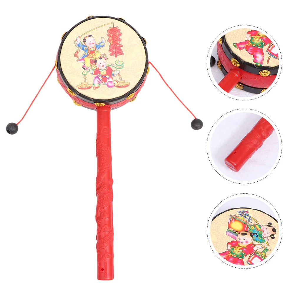 

3 Pcs Manual Wave Drum Child Kids Wooden Toys Cartoon Pp Plastic -drum