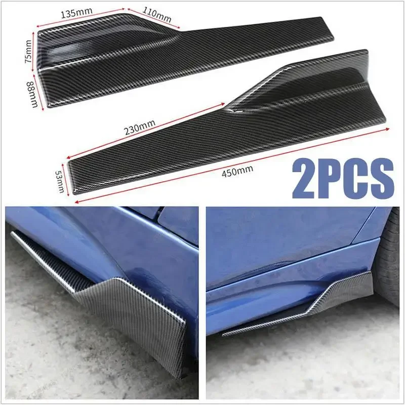 

2Pcs Carbon Fiber Universal 45cm Car Side Skirt Rocker Splitter Winglet Side Wing Bumper Lip Bumper Side Skirts Car Body Styling