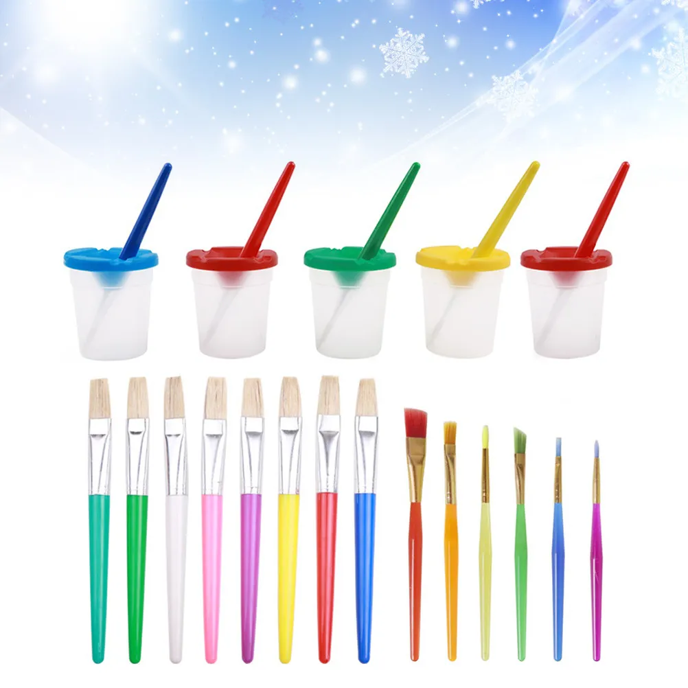 19Pcs 페인팅 브러쉬 세트 아크릴 오일 수채화 공예용 전문 미술 용품 ??세척 가능 간편한 휴대