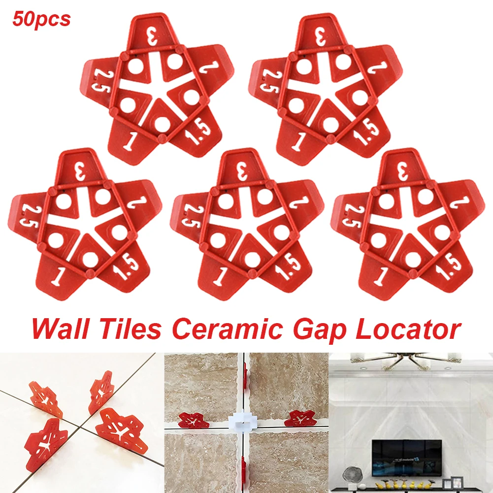 Tile Spacers Tile Leveling Tools 50pcs 5 in 1 Tile Spacer Plastic Ceramic Gap Locator Cross with 5 Specification Reusable Construction Tool for Floor Leveling