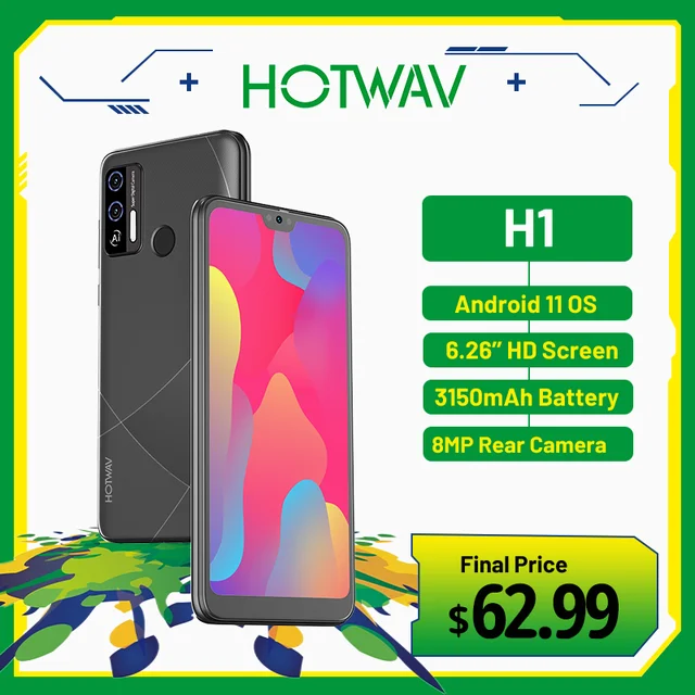 Hotwav H1 Smartphone 6.26 Inch HD Large Screen 2GB RAM 16GB ROM 3150mAh Battery Mobile Phone 8MP Camera Fingerprint Unlock Phone 1