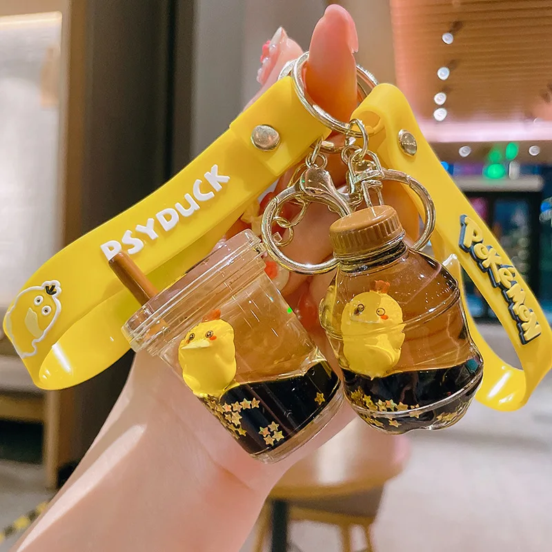 Netizens can reach duck keychains with oil floating cartoon figurine keychains, quicksand bottle pendants 2