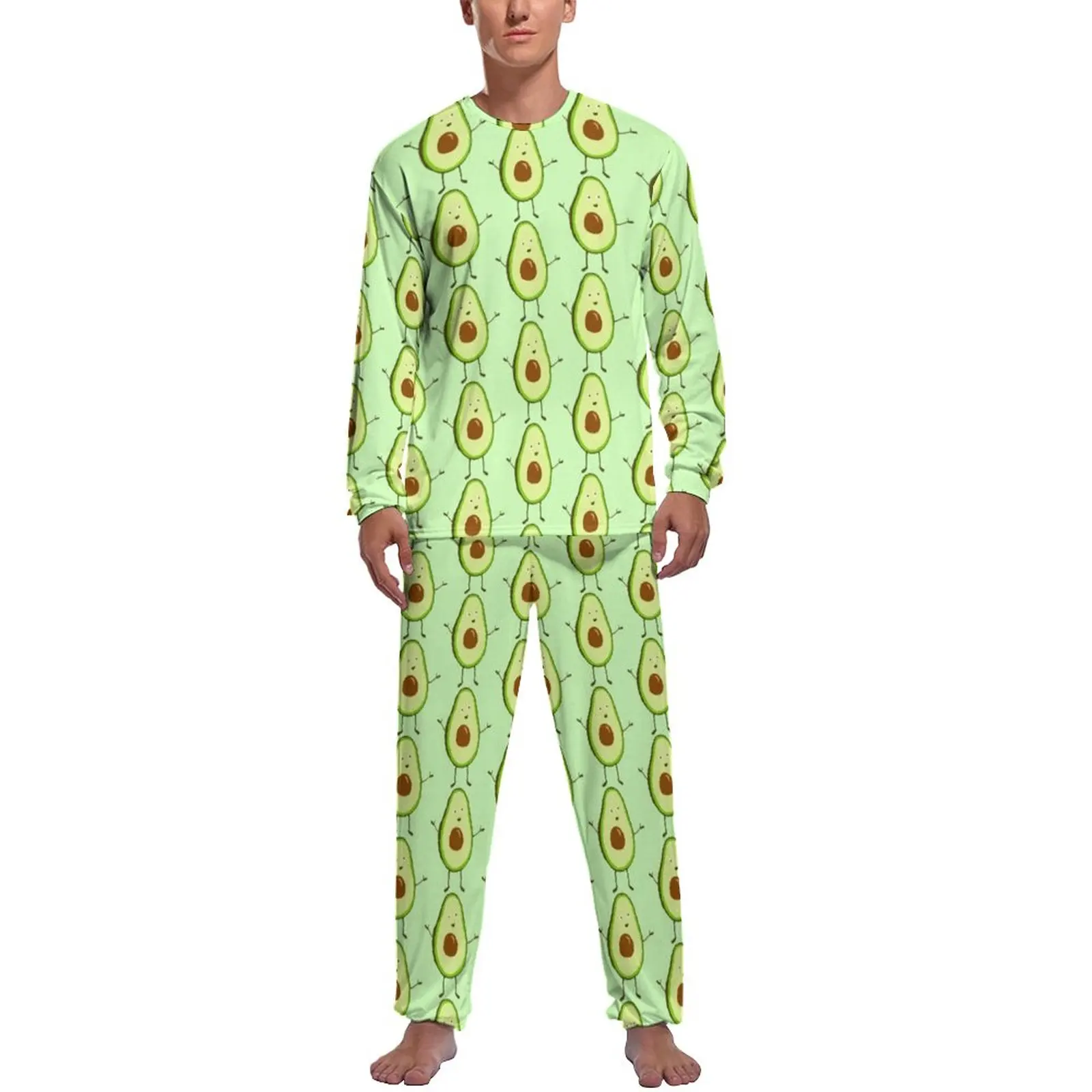 

Пижама с авокадо, 2 предмета, фруктовая еда для обнимания, крутой пижамный комплект, мужская повседневная дизайнерская пижама с длинным рукавом