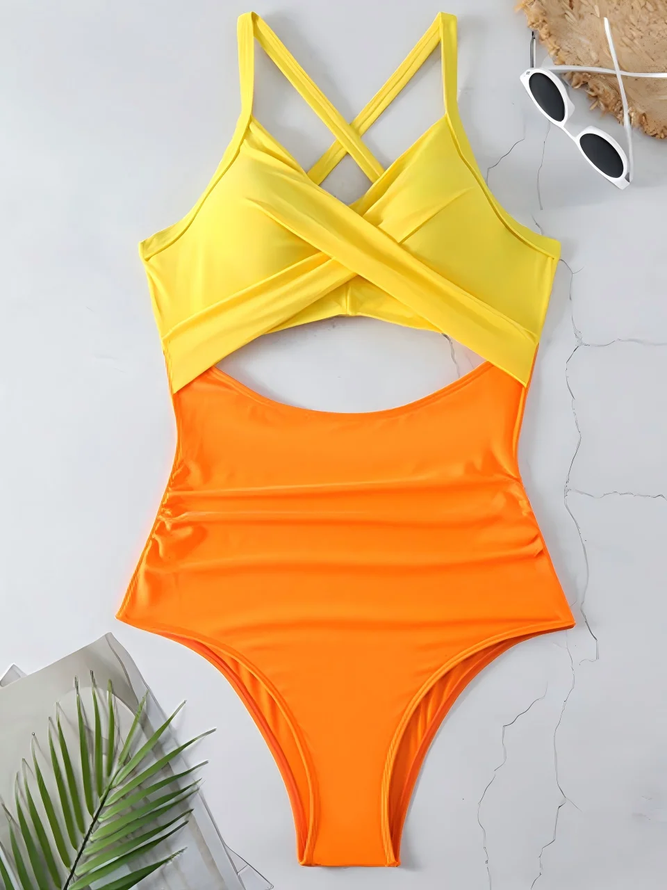Elegant Ruched One-Piece Swimsuit for Women - Solid Summer Beachwear