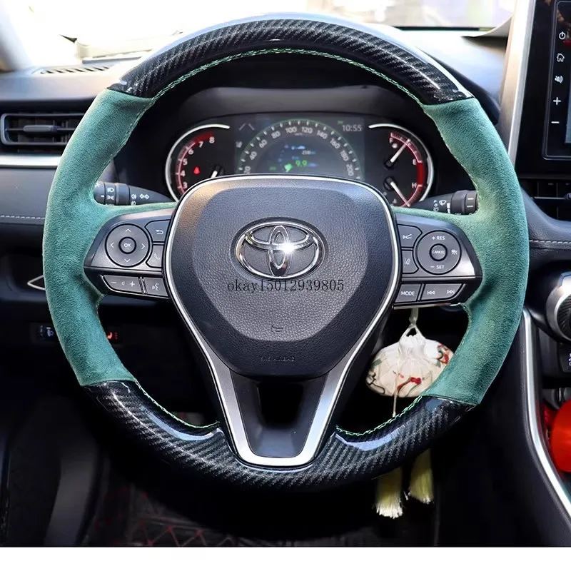 

For Toyota Corolla Camry 2018-2019 hand-stitched non-slip carbon fibre genuine Leather Sports style car Steering Wheel Cover