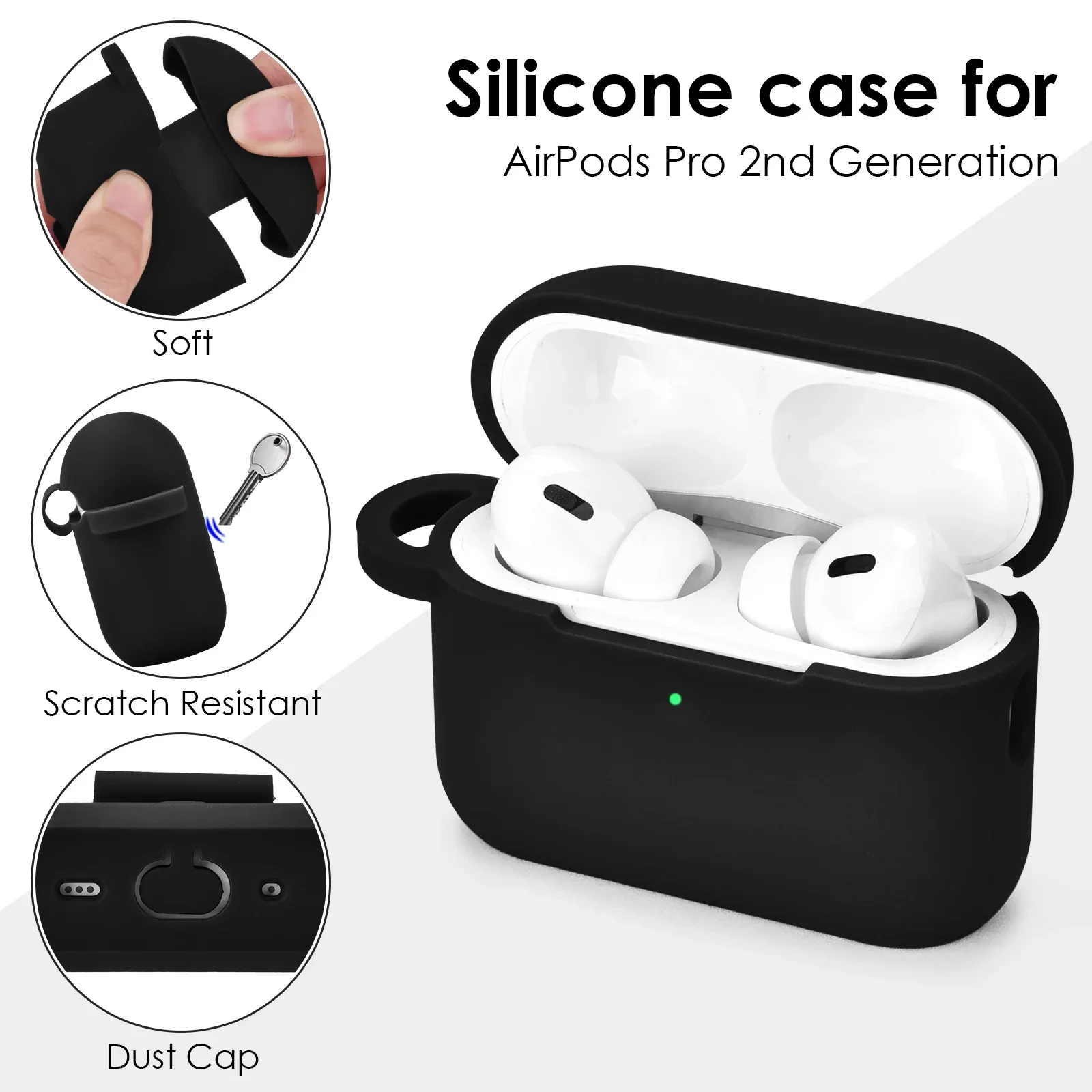 Cute fur ball keychain pendant headphone case suitable For Apple Aripods 1 2 3 4 Pro Pro2 anti drop soft protective case