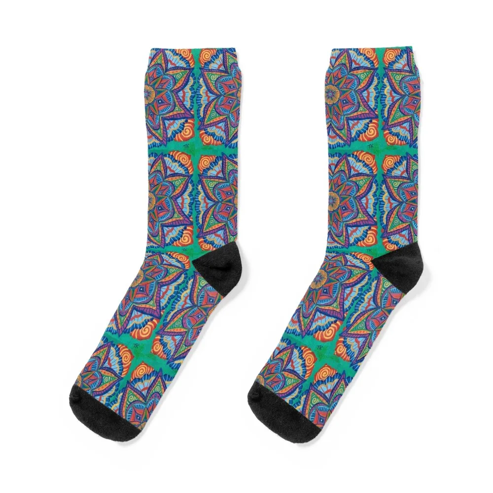 

Happy Mandala Flower Socks luxury kawaii tennis Mens Socks Women's
