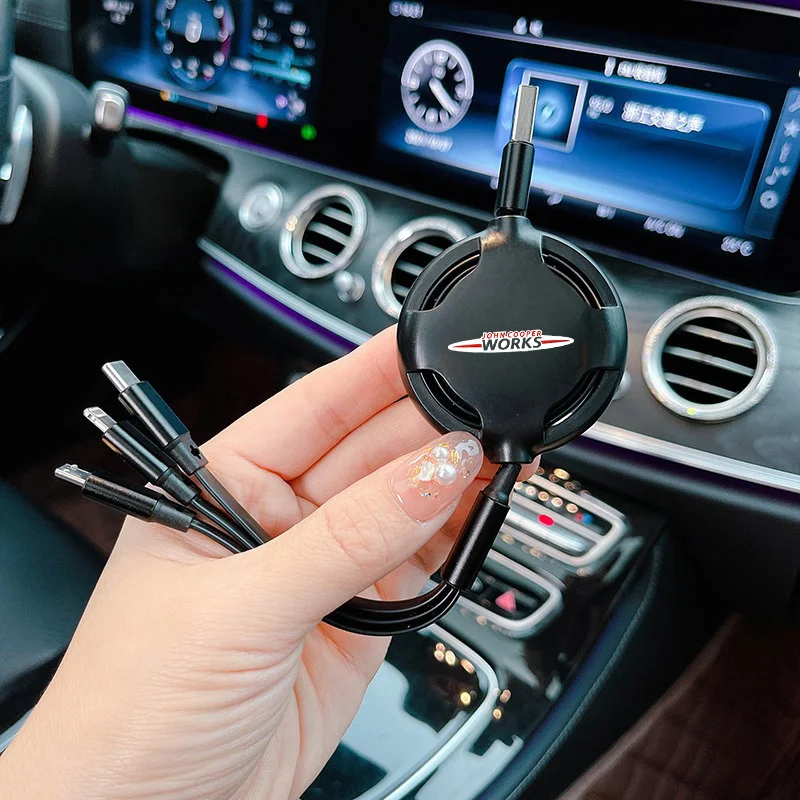 Auto 3 In 1 Micro Cavo Dati Retrattile Usb Tipo C 100W Ricarica Rapida Per Mini One Cooper Works Jcw Countryman Clubman Cabrio