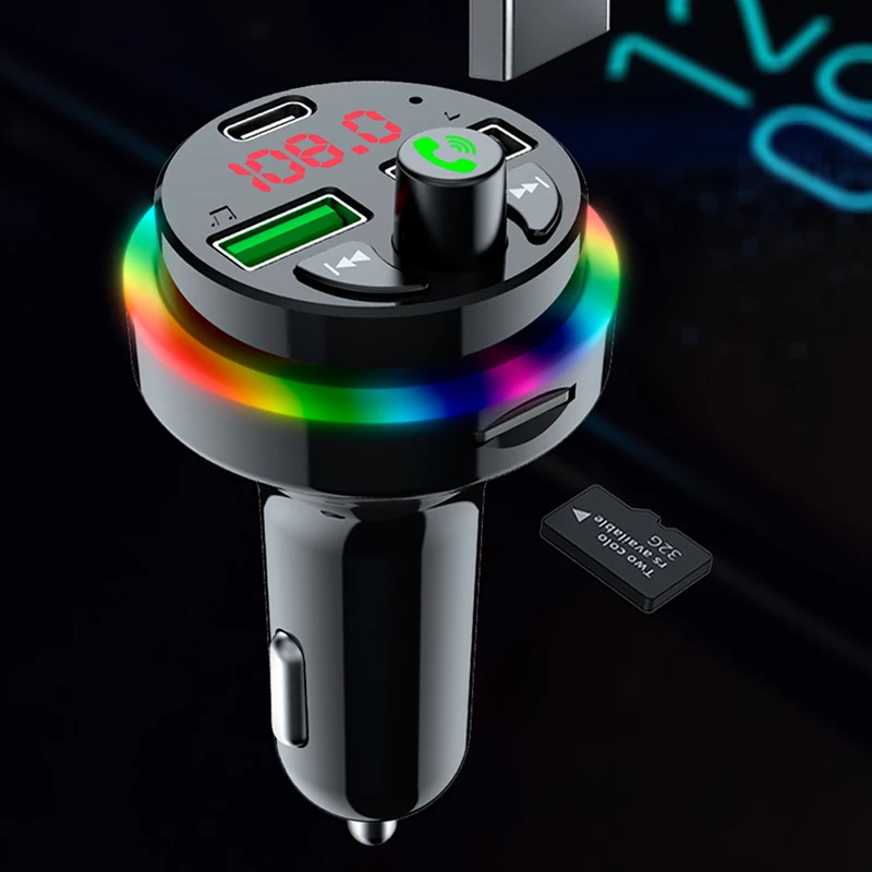 Upgrade Car Bluetooth Player FM Transmitter Music Receiver MP3 Fast Charger 12-24V Vehicle Mobile Phone Cigarette Light