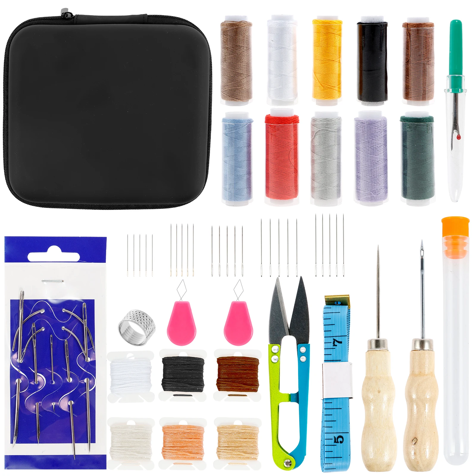 Leder-Nähset, tragbare Lederbearbeitungswerkzeuge, tragbares Polster-Nähwerkzeug, DIY-Leder-Nähwerkzeug für die Reparatur von Sofas und Schuhen