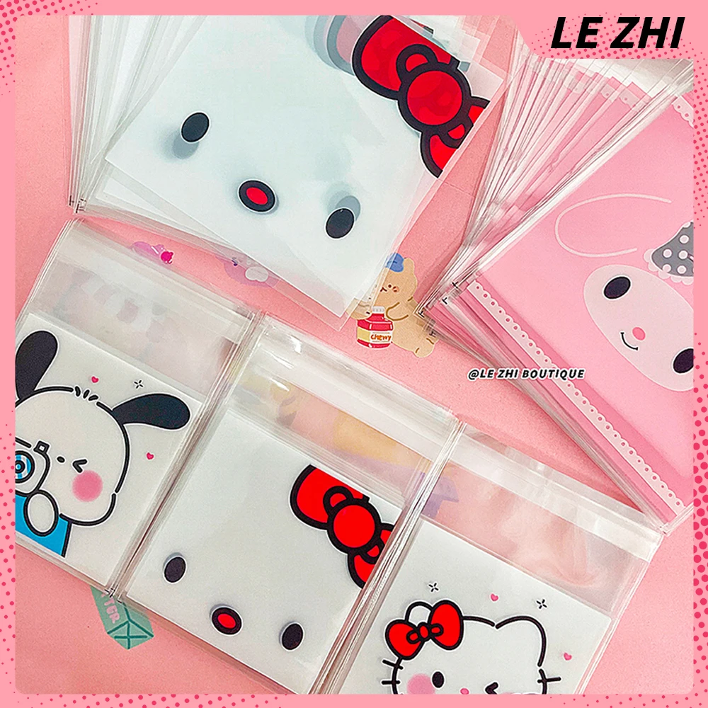 100PCS Packaging Bags Hello Kitty Mymelody Cute OPP Clear Self-adhesion Cartoon Printing DIY Gift Pastry Bag