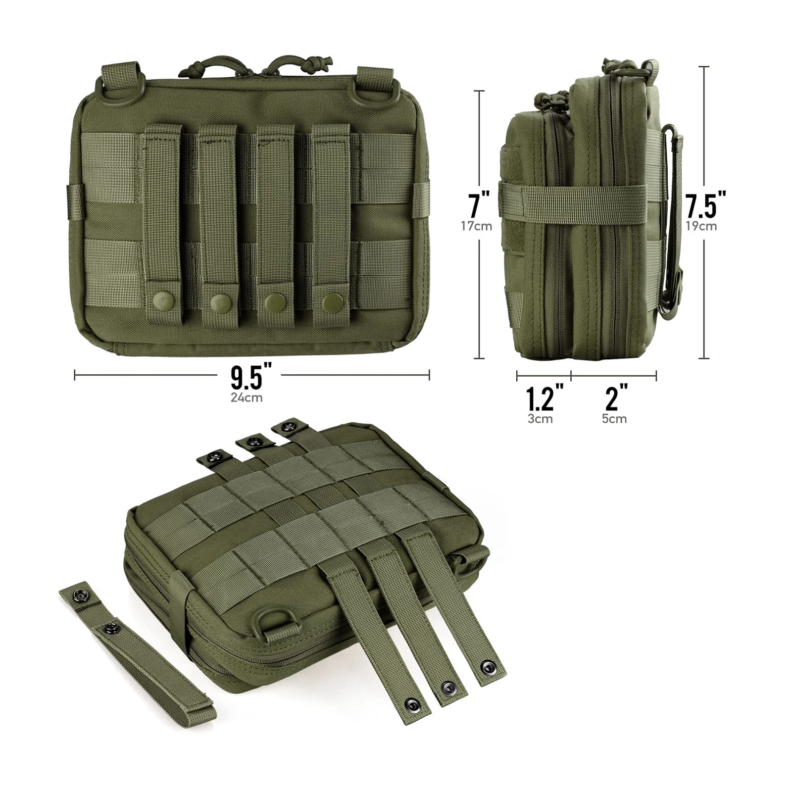 Tactical Admin Pouch of Double Layer Design, Molle EDC EMT Utility Pouches ,Sleeve Modular Tool Pouch Large Capacity 4