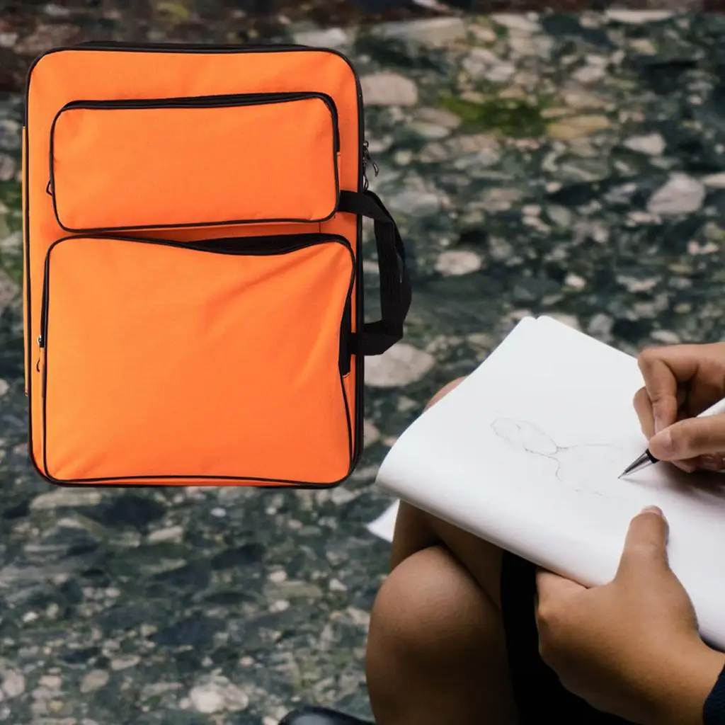 A3 포트폴리오 케이스 다기능 경량 옥스포드 천 소프트 사이드 도구 보관함 (아티스트 페인팅 브러쉬, 연필, 학용품)