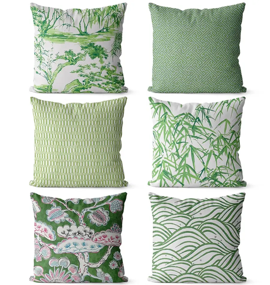 

Модная китайская декоративная бамбуковая сосна зеленая Геометрическая квадратная декоративная подушка/Подушка Чехол 43 53, Современная наволочка для подушки, домашний декор