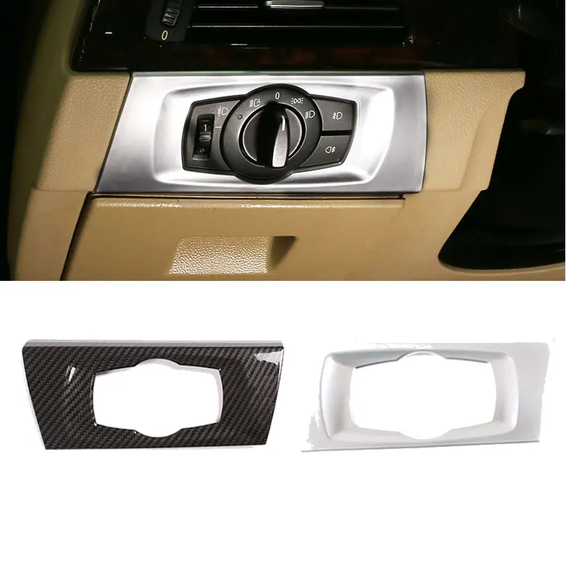 

For BMW 3 Series E90 2005 2006 2007 2008 2009 2010 2011 2012 Car ABS Carbon Fiber Texture Headlight Switch Cover Protective Trim