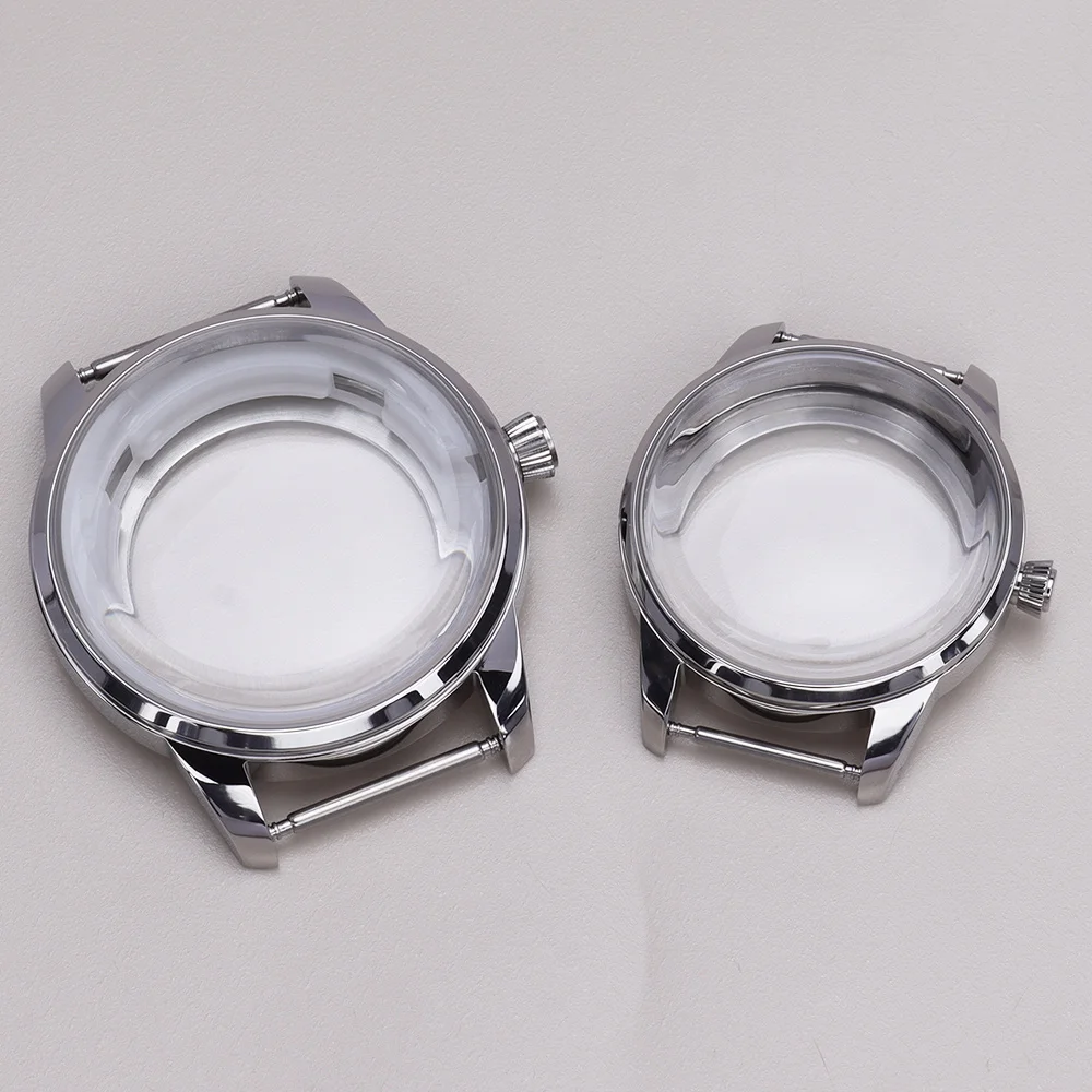 Stainless Steel Watch Case with Arched Glass and Transparent Back
