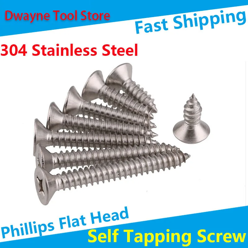 

304 Stainless Steel Phillips Flat Head Cross Recessed Countersunk Self Tapping Wood Screw M1M1.2M1.4M2.0M2.2M2.6M3M3.5