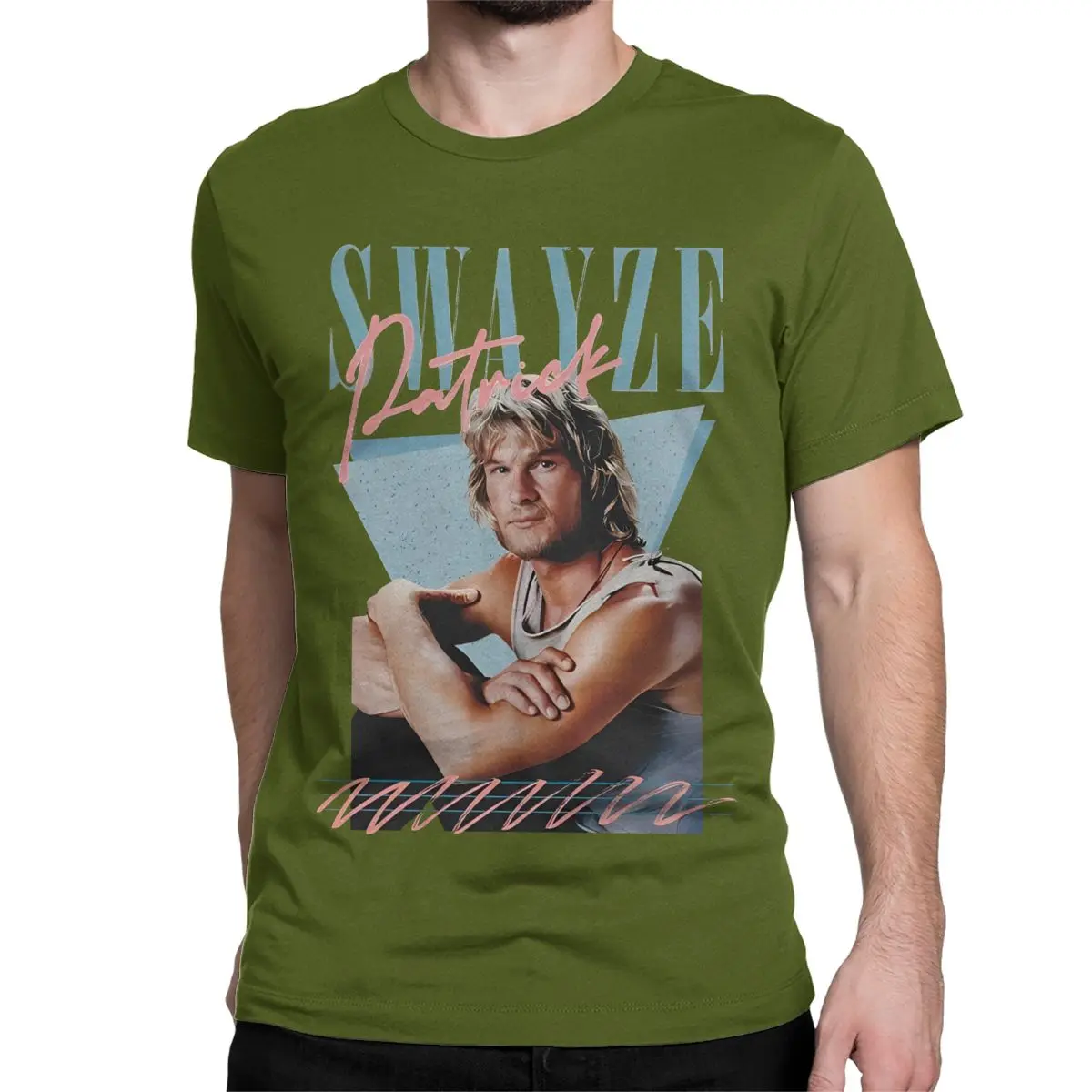 thumbnail image 1 of Camiseta retro de Patrick Swayze de los años 90 para hombre y mujer, cuello redondo, algodón puro, manga corta, para adultos., 1 of 7