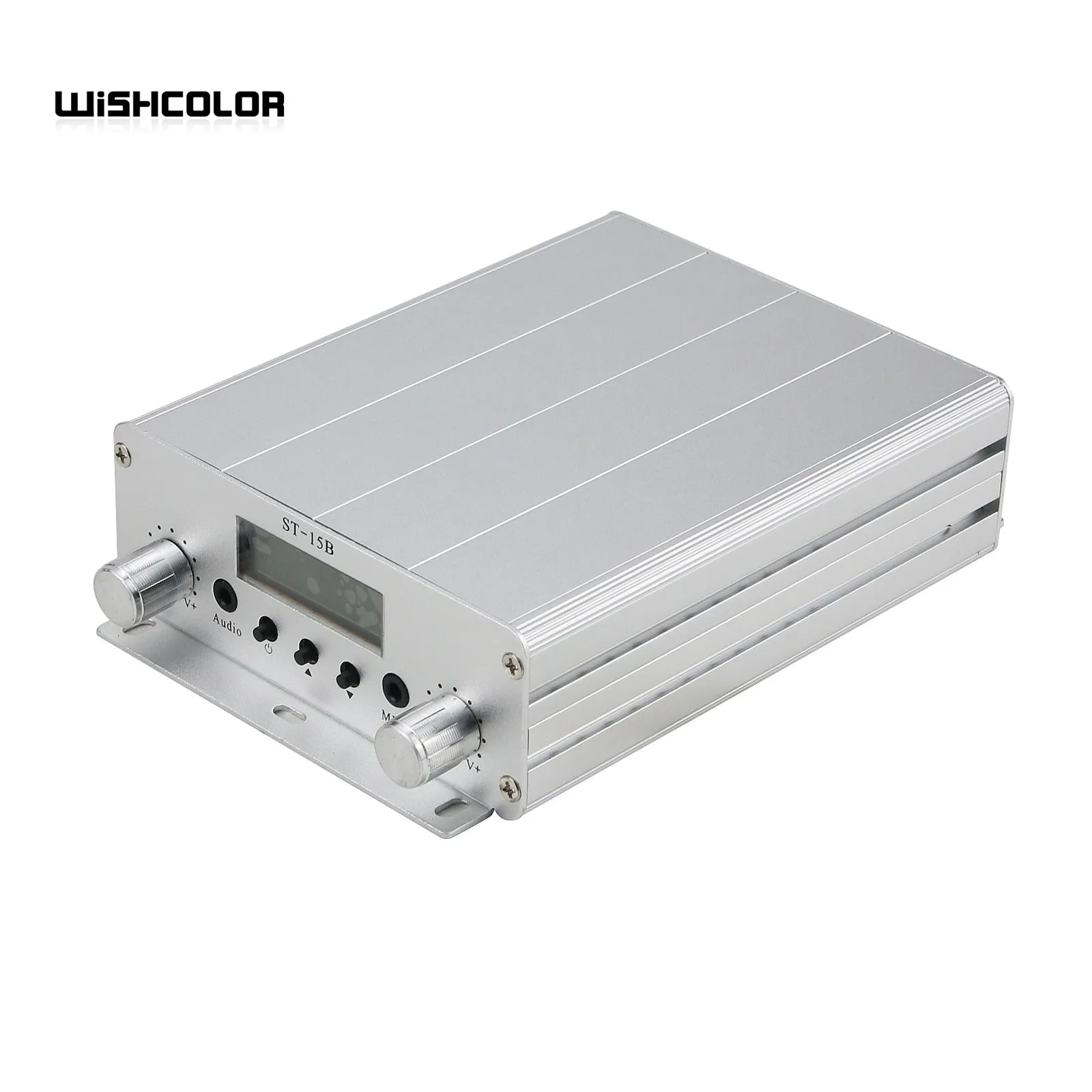 

Wishcolor 76MHz-108MHz 15W FM Broadcast Transmitter Stereo PLL FM Radio Broadcast Station BNC Interface ST-15B