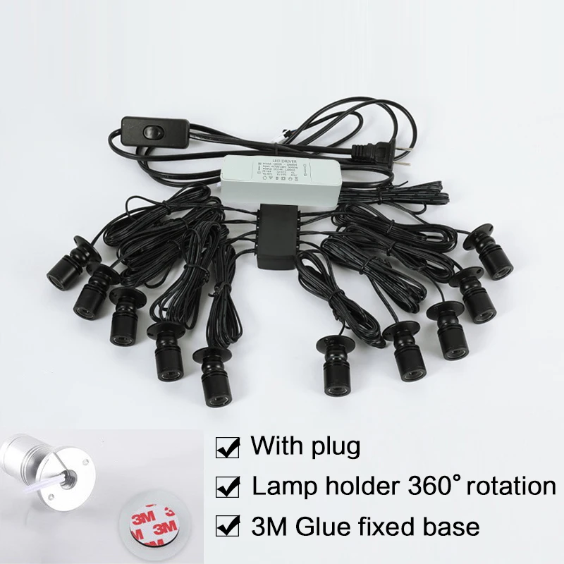 Led spotlight LED With Plug Cabinet Lights Downlight Model Display Counter Wine Garage Kit Exhibition Case Shelf Mini Spot Light AC85-265V