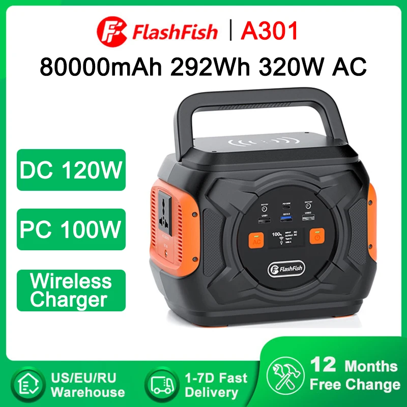 Flashfish 230V 320W Backup Portable Power Station 80000mAh Portable