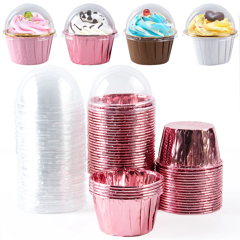 Moules Cupcake Aluminium Lot De 50 - Avec Couvercles - Pâtisserie Fête Anniversaire Noël