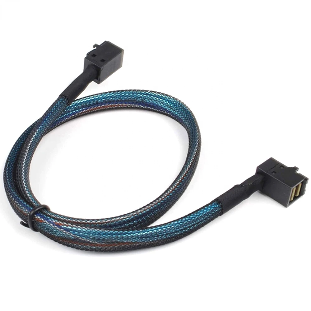 HD mini SAS SFF8643 Down Angled to SFF8643 Straight mini SAS Cable 1m