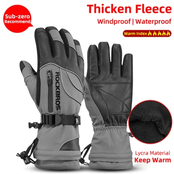 ROCKBROS Winter Gloves Motorcycle Waterproof Fleece Thermal Gloves Snowboard Snowmobile Gloves Men Women Snow Cycling Gloves 1