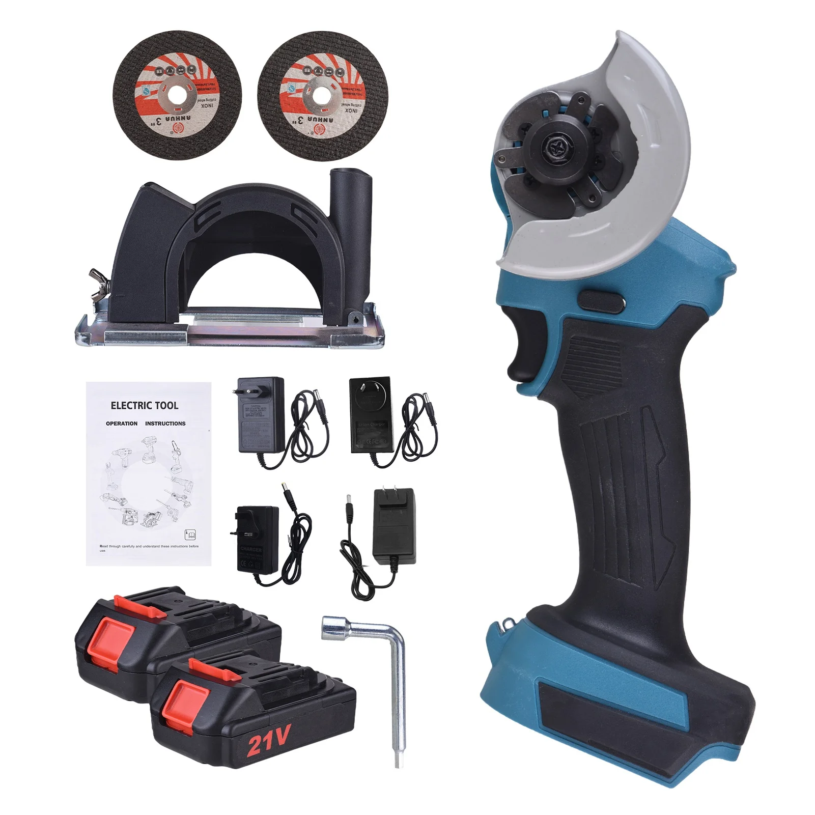 Cordless Circular Saw, Handheld Angle Grinder with Non-Slip Handle, Rechargeable