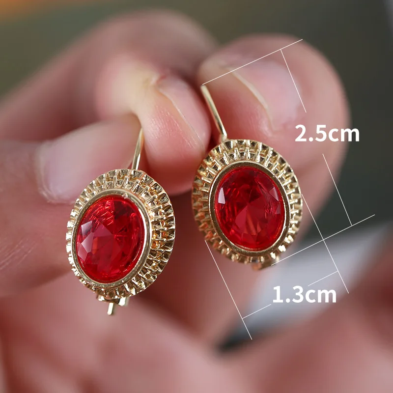 Luxury Fashion Teardrop Dangle Earrings for Women Blue Red Diamond Drop Earrings Engagement Wedding 2022 Trend Gold Jewelry - Image 4