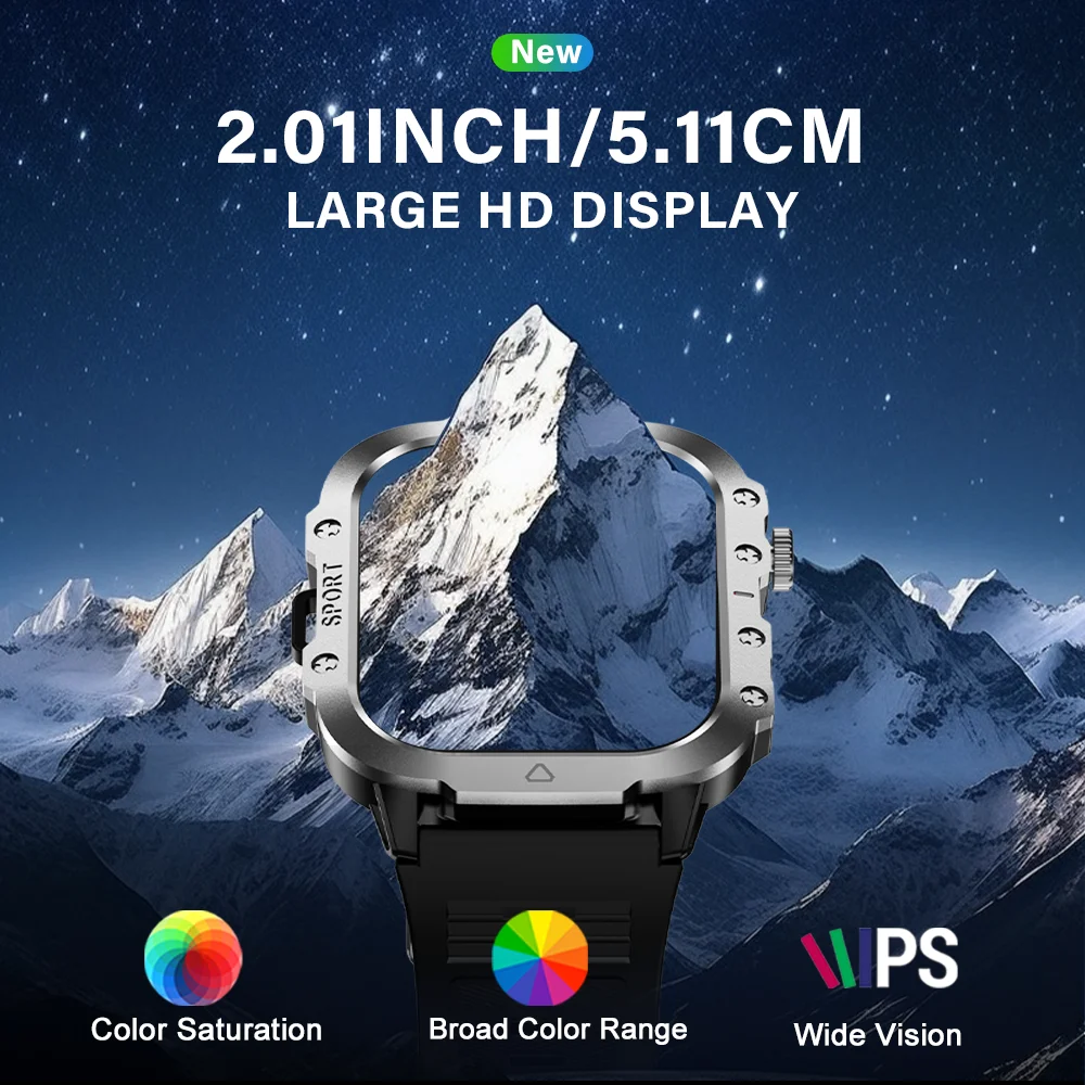 Smart Watch LAXASFIT Outdoor Sports 2.01 inch HD Screen LED Flashlight Bluetooth Talking For Men Women Holiday Gift