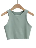 Débardeur Sexy et Slim pour femmes, col rond, sans manches, Double Nylon, bonne qualité, 6 couleurs, mode été 2023 5