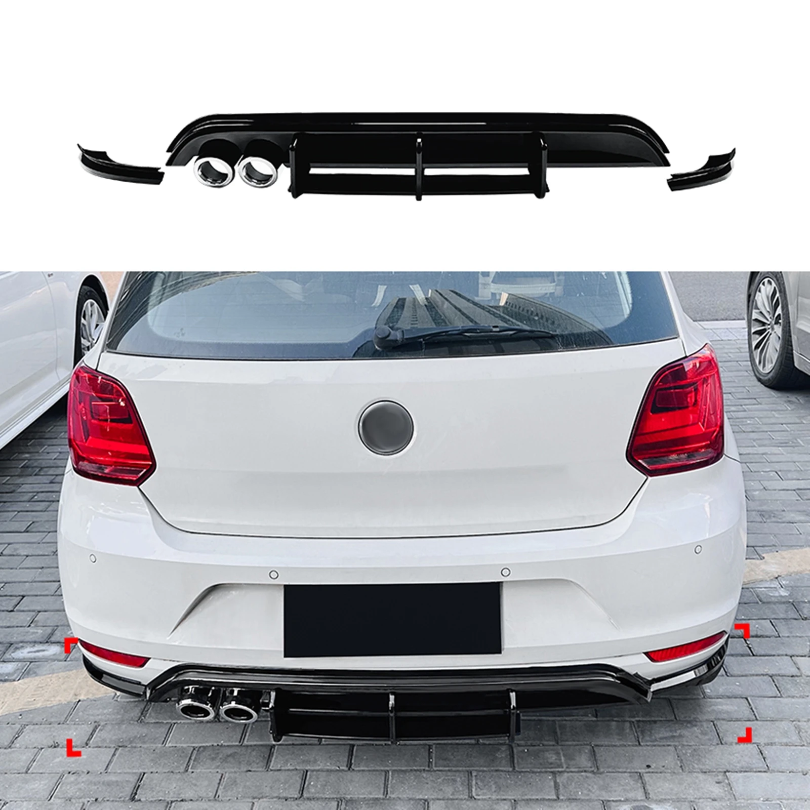 Диффузор для заднего бампера, губа для Volkswagen VW Polo MK5 6R 2009-2014, черное фортепиано, нижний спойлер, пластина, разделитель, кронштейн, защита