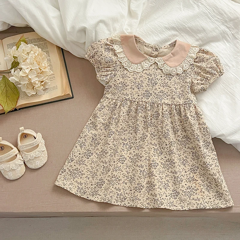 Family Matching Sister Clothing Summer Baby Girls Clothes Dress Cute Doll Collar Floral Girl Dress Short Sleeve Baby Romper 6