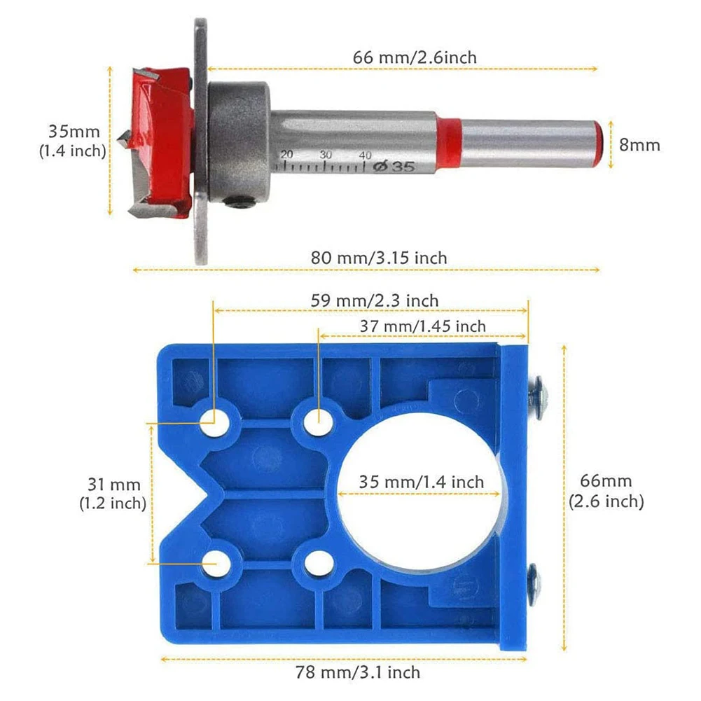 CEN outil de gabarit de charnière Guide de perçage de gabarit de charnière  35mm kit d'outils de forage de goujon pour le - Cdiscount Bricolage