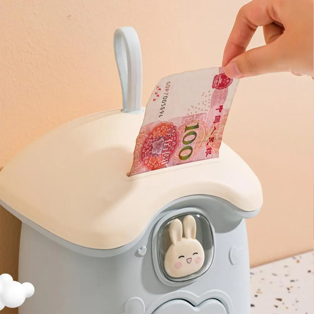 Children Piggy Bank Key Unlock Lovely Mushroom House Saving Pot Ornament Plastic Cartoon Money Saving Storage Box Birthday Gift 3