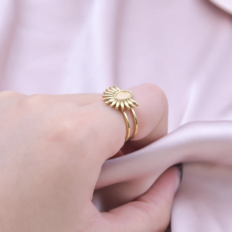 Stainless Steel DIY Rings 6PCS for Women Jewelry Accessories 18K Gold Plated Trendy Jewelry Gift for Girls