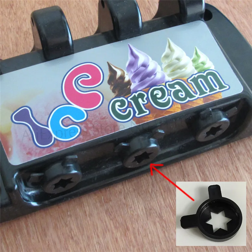 Ice Cream Machine Parts 3 Black Hexagram Modeling Caps New Parts MQL Soft Serve Ice Cream Machines Fittings Mold Lids Inner Diameter 28mm
