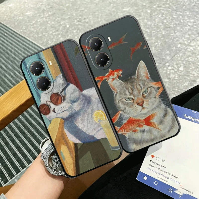 Whimsical Cats Fashion Style Soft Phone Case