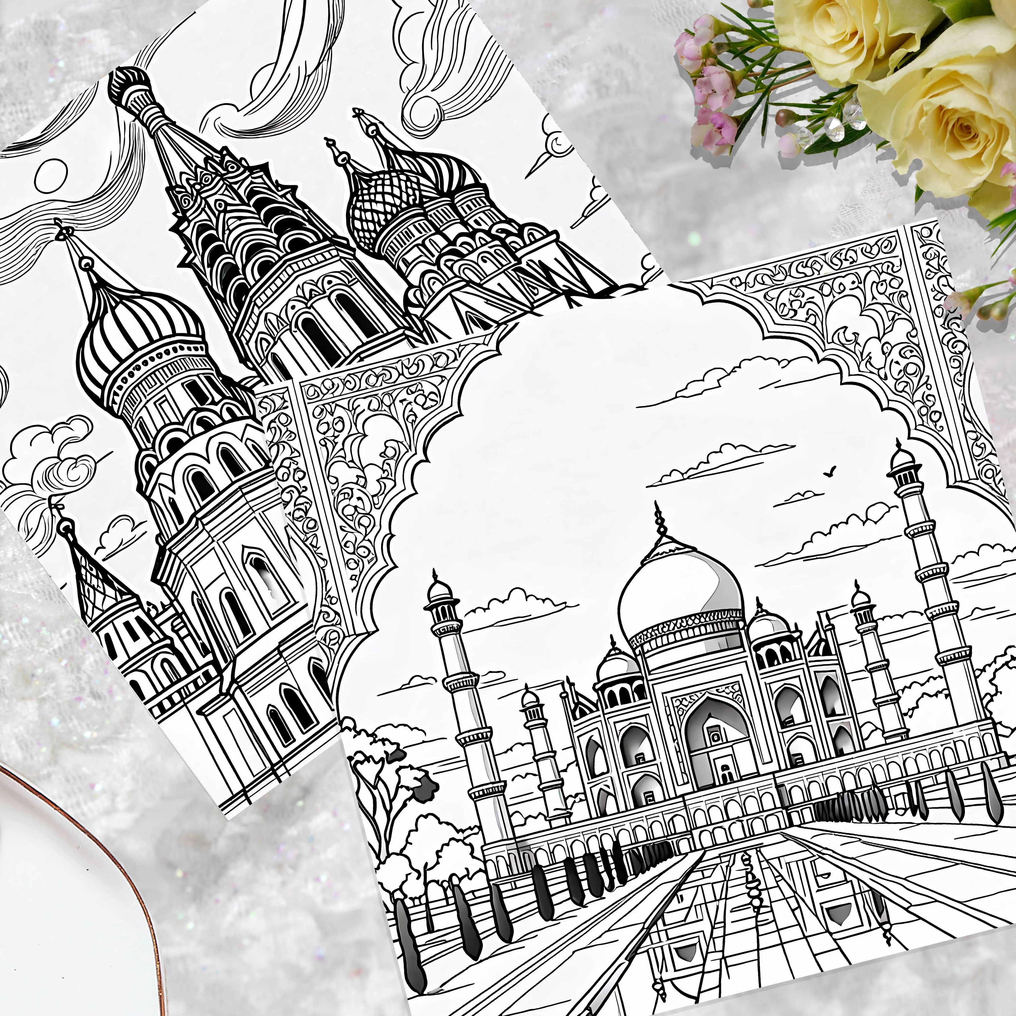 Beautiful Architecture Coloring Book For Relaxation Educational Doodles Book Adults And Teens For Relaxation Perfect Gift 4