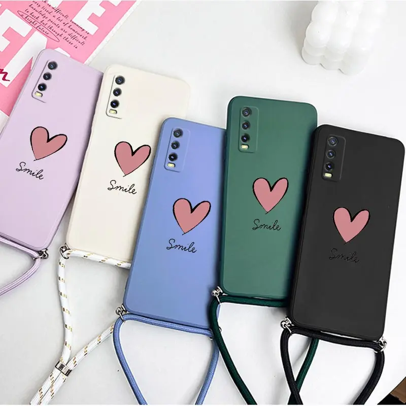 Big Red Heart Crossbody Lanyard Silicone Phone Case Cover