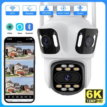 6K 12MP Three Screens WIFI Camera IP Outdoor Auto Tracking Color Night Vision CCTV Video Surveillance Camera Wireless PTZ iCSee 1