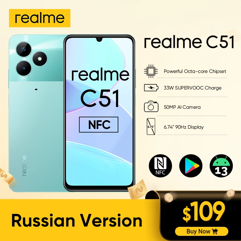 Russian-Version-realme-C51-50MP-AI-Camera-33W-SUPERVOOC-Charge-6-74 ...