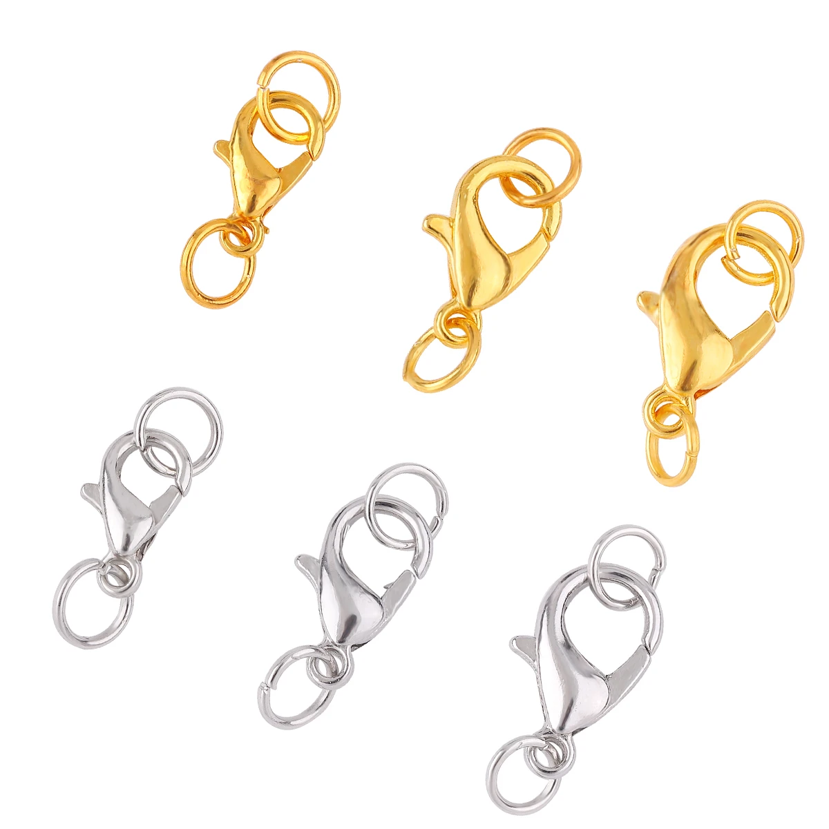 10Set Stainless Steel Lobster Clasp Jump Rings Connectors Clasp For Bracelet Necklace Chains DIY Jewelry Making 10/12/14mm